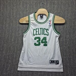 VTG Paul Pierce Celtics Youth Jersey XL 18-20 White Reebok Stitched #34 Stains